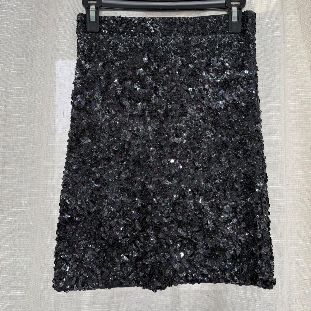 AllSaints Restrain Mini‎ Skirt Hand Embellished Sequin Beads Women's US 4 Black